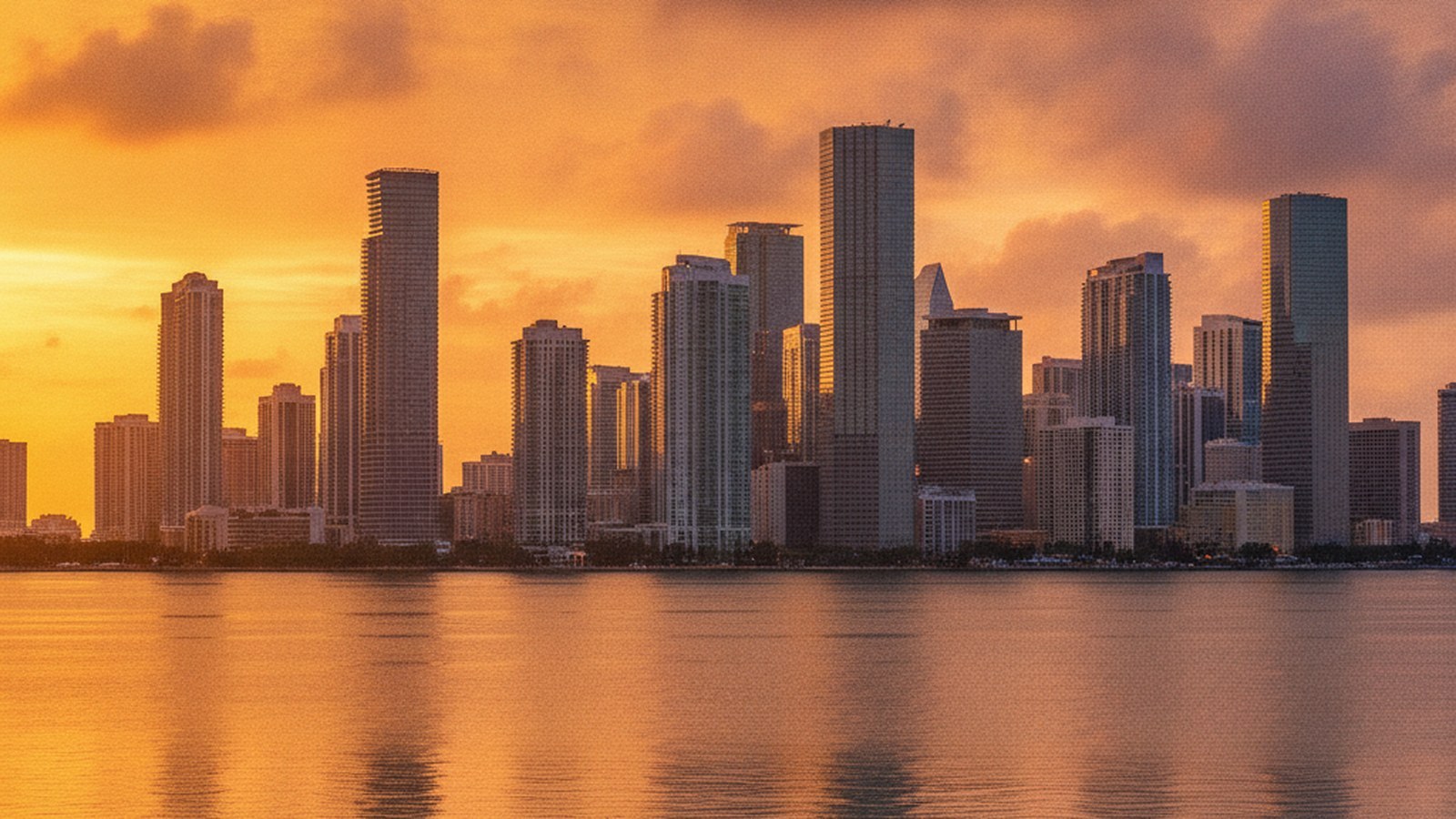Miami skyline at sunset